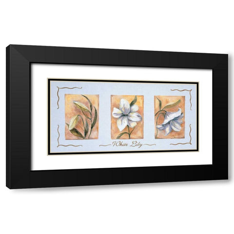 White lily Triptychon Black Modern Wood Framed Art Print with Double Matting by Withaar, Rian