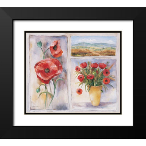 Red trio Black Modern Wood Framed Art Print with Double Matting by Withaar, Rian
