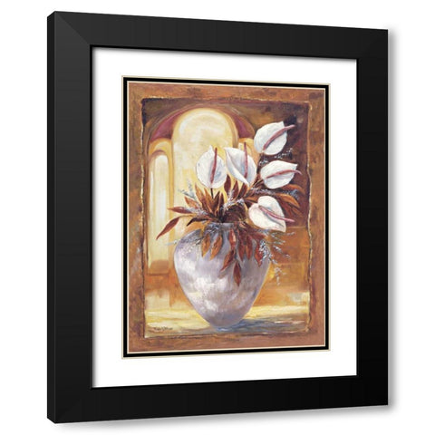 White flowers in vase I Black Modern Wood Framed Art Print with Double Matting by Withaar, Rian
