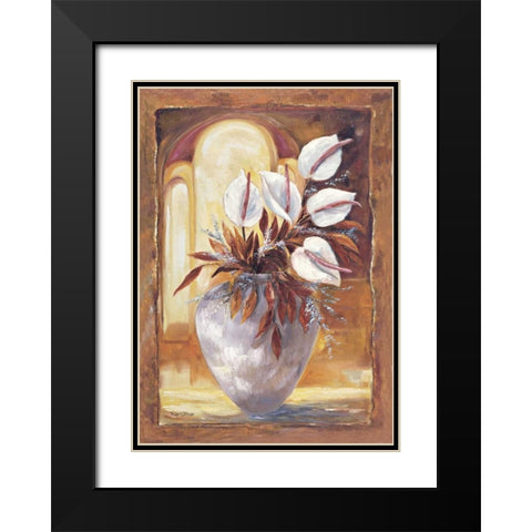 White flowers in vase I Black Modern Wood Framed Art Print with Double Matting by Withaar, Rian