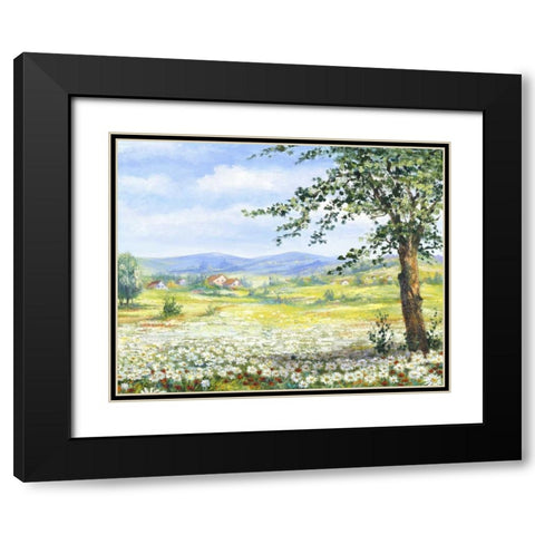 Marguerites field Black Modern Wood Framed Art Print with Double Matting by Withaar, Rian
