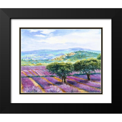 Lavender field Black Modern Wood Framed Art Print with Double Matting by Withaar, Rian