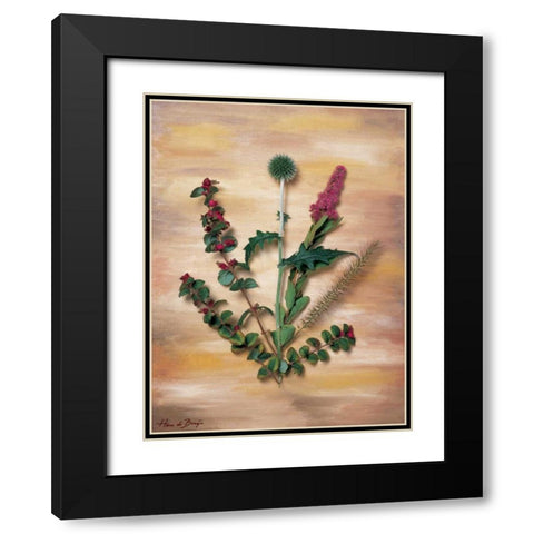 Pink wild flowers Black Modern Wood Framed Art Print with Double Matting by de Bruijn, Hans