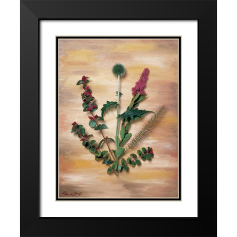 Pink wild flowers Black Modern Wood Framed Art Print with Double Matting by de Bruijn, Hans