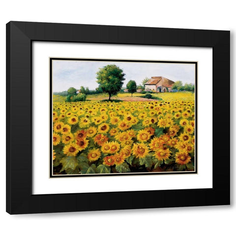 Field with sunflowers Black Modern Wood Framed Art Print with Double Matting by Bosman, Johan