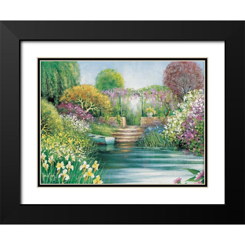 Memories of Giverny II Black Modern Wood Framed Art Print with Double Matting by de Jong, Johan