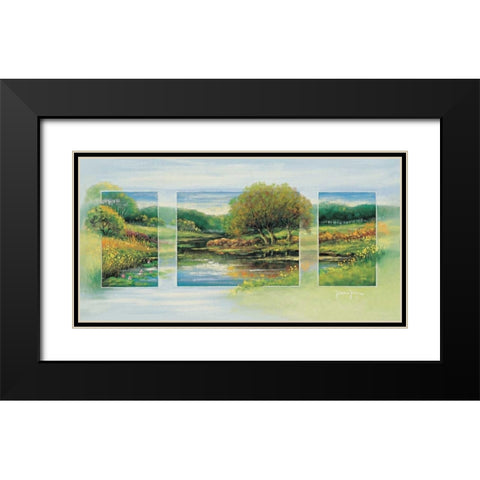 Summer triptychon Black Modern Wood Framed Art Print with Double Matting by de Jong, Johan