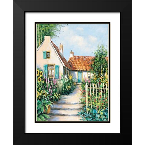 Sunny garden Black Modern Wood Framed Art Print with Double Matting by de Jong, Johan