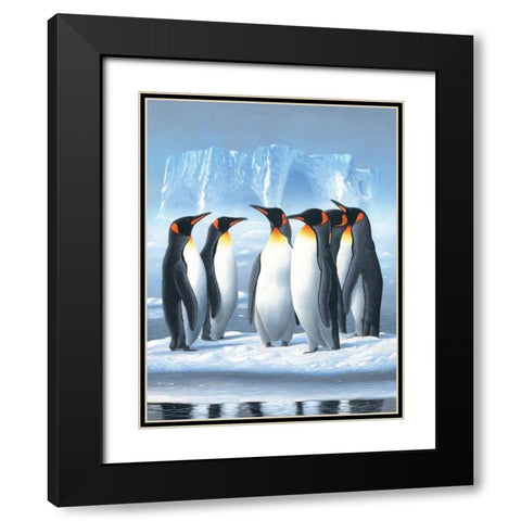 Pinguins Black Modern Wood Framed Art Print with Double Matting by Weenink, Jan