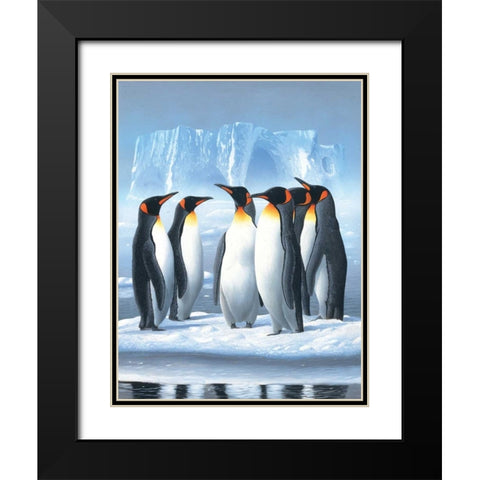 Pinguins Black Modern Wood Framed Art Print with Double Matting by Weenink, Jan