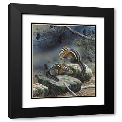 Squirrels Black Modern Wood Framed Art Print with Double Matting by Weenink, Jan