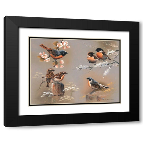 Bird composition Black Modern Wood Framed Art Print with Double Matting by Weenink, Jan