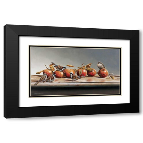 House sparrows I Black Modern Wood Framed Art Print with Double Matting by Weenink, Jan