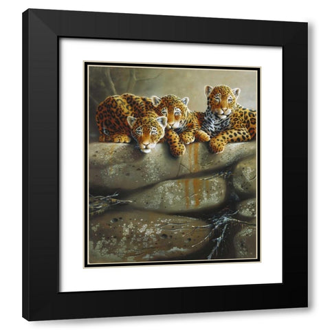 Three little tigers Black Modern Wood Framed Art Print with Double Matting by Weenink, Jan