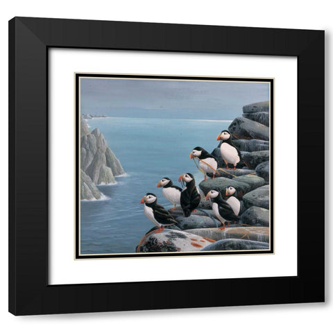 Pinguins Black Modern Wood Framed Art Print with Double Matting by Weenink, Jan