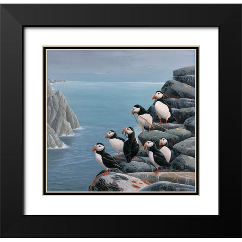 Pinguins Black Modern Wood Framed Art Print with Double Matting by Weenink, Jan