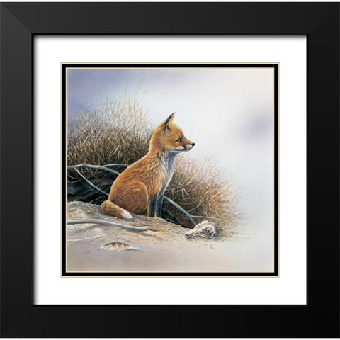Little fox Black Modern Wood Framed Art Print with Double Matting by Weenink, Jan
