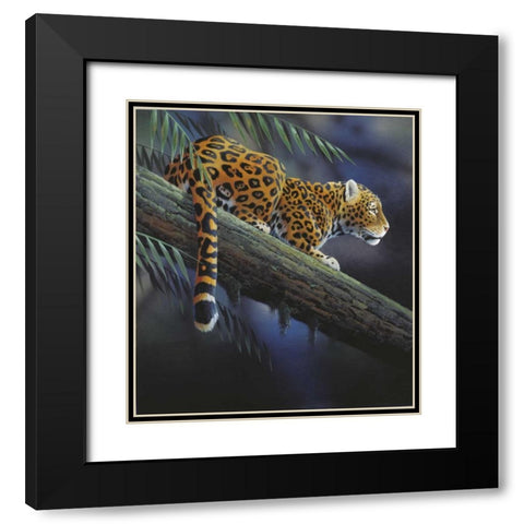 Jaguar in tree Black Modern Wood Framed Art Print with Double Matting by Weenink, Jan