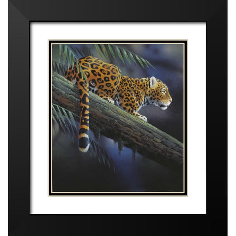 Jaguar in tree Black Modern Wood Framed Art Print with Double Matting by Weenink, Jan