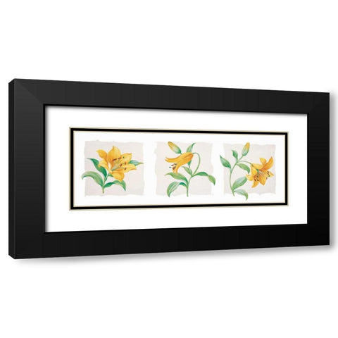 Yellow lily triptych Black Modern Wood Framed Art Print with Double Matting by Kumorek, Krysztov