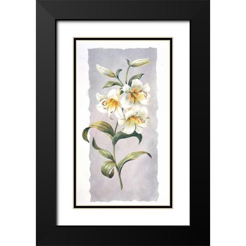 White lily Black Modern Wood Framed Art Print with Double Matting by Kumorek, Krysztov