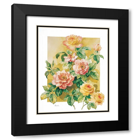Charming roses Black Modern Wood Framed Art Print with Double Matting by Kumorek, Krysztov