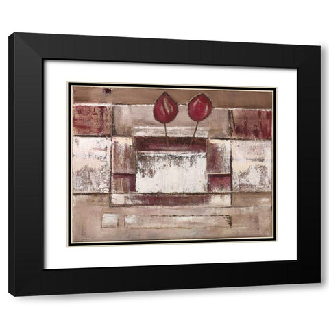 Floral set I Black Modern Wood Framed Art Print with Double Matting by Peters, Kristel