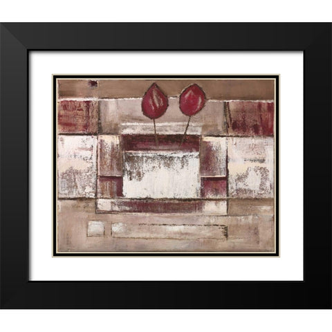 Floral set I Black Modern Wood Framed Art Print with Double Matting by Peters, Kristel