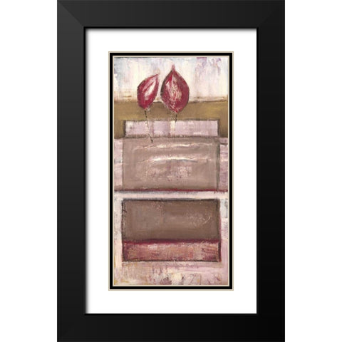Floral set V Black Modern Wood Framed Art Print with Double Matting by Peters, Kristel