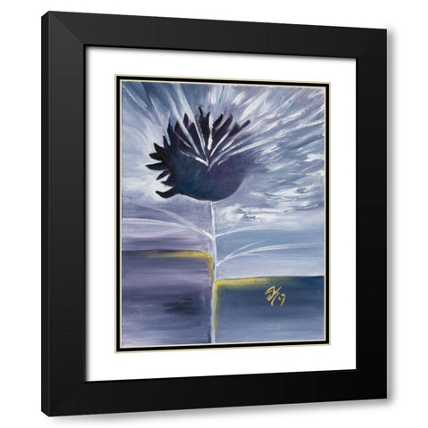 Purple bleu I Black Modern Wood Framed Art Print with Double Matting by Peters, Kristel