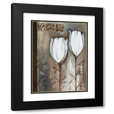 Tulip deco I Black Modern Wood Framed Art Print with Double Matting by Peters, Kristel