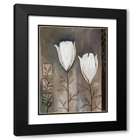 Tulip deco II Black Modern Wood Framed Art Print with Double Matting by Peters, Kristel