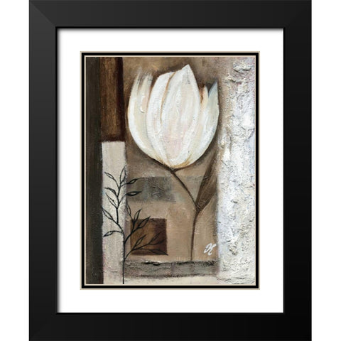 Tulip in brown I Black Modern Wood Framed Art Print with Double Matting by Peters, Kristel
