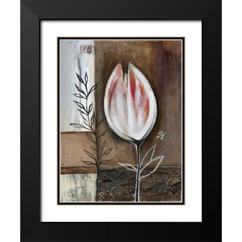 Tulip in brown IV Black Modern Wood Framed Art Print with Double Matting by Peters, Kristel