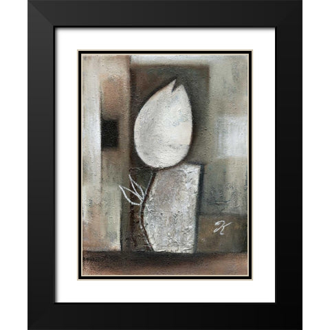 Tulipo brown I Black Modern Wood Framed Art Print with Double Matting by Peters, Kristel