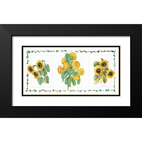 Flower trio II Black Modern Wood Framed Art Print with Double Matting by Schottler, Katharina