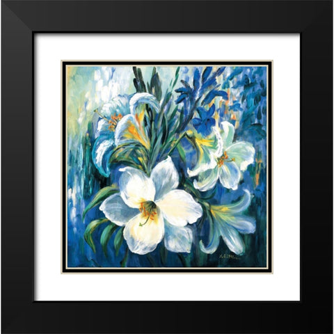 White lilies in Spring Black Modern Wood Framed Art Print with Double Matting by Schottler, Katharina