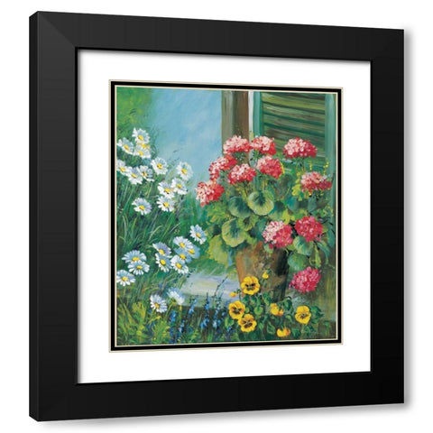 Flowers at your window Black Modern Wood Framed Art Print with Double Matting by Schottler, Katharina