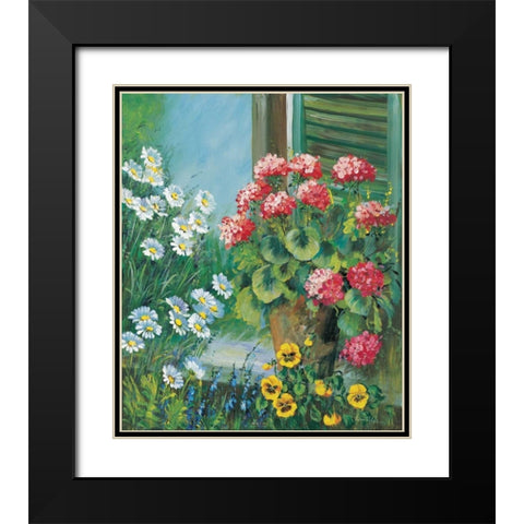 Flowers at your window Black Modern Wood Framed Art Print with Double Matting by Schottler, Katharina