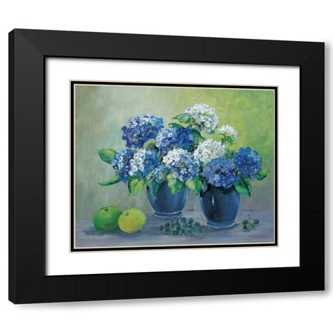 Blooms in blue Black Modern Wood Framed Art Print with Double Matting by Schottler, Katharina