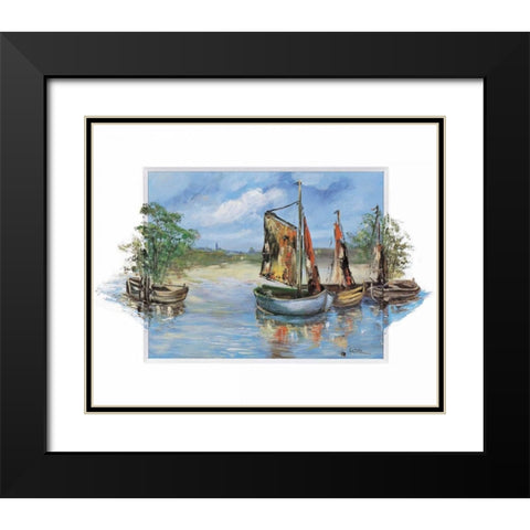 Sailing boats Black Modern Wood Framed Art Print with Double Matting by Schottler, Katharina