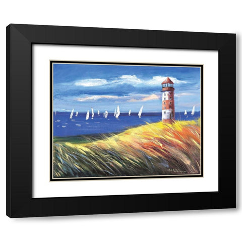 Lighthouse II Black Modern Wood Framed Art Print with Double Matting by Schottler, Katharina