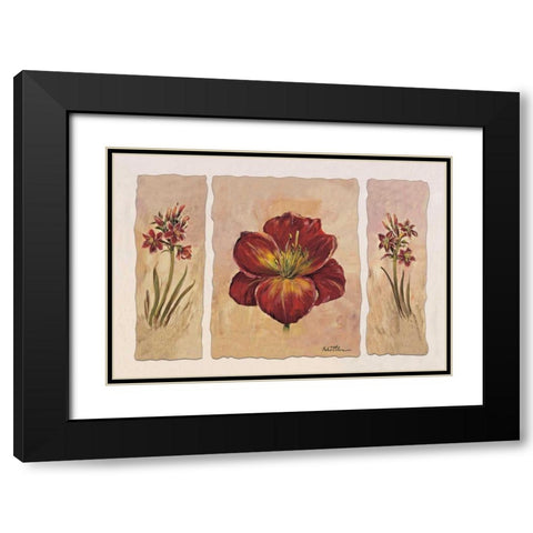 Red composition in three Black Modern Wood Framed Art Print with Double Matting by Schottler, Katharina