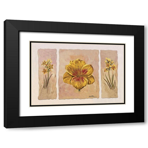 Yellow composition in three Black Modern Wood Framed Art Print with Double Matting by Schottler, Katharina