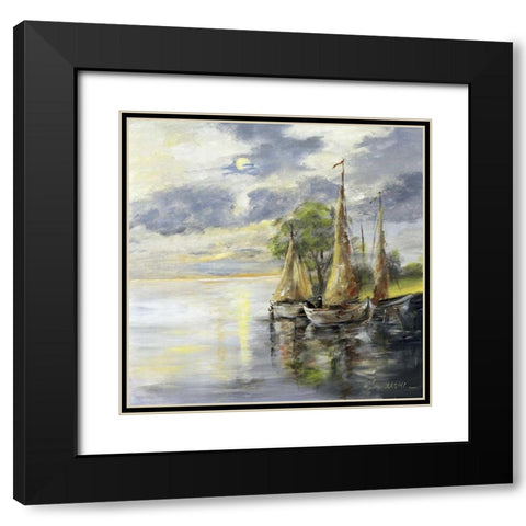 Dancing boats Black Modern Wood Framed Art Print with Double Matting by Schottler, Katharina