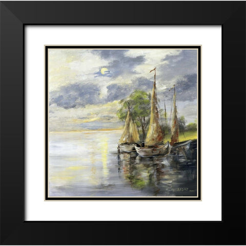 Dancing boats Black Modern Wood Framed Art Print with Double Matting by Schottler, Katharina