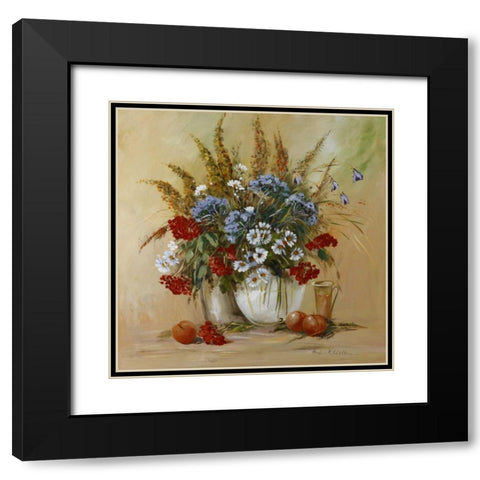 Classico Flowers Black Modern Wood Framed Art Print with Double Matting by Schottler, Katharina
