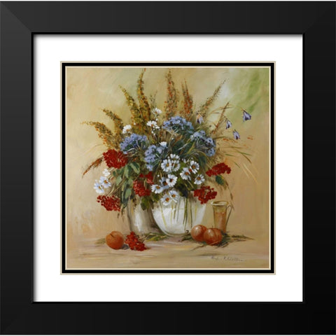 Classico Flowers Black Modern Wood Framed Art Print with Double Matting by Schottler, Katharina