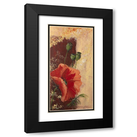 Redfloral III Black Modern Wood Framed Art Print with Double Matting by Schottler, Katharina