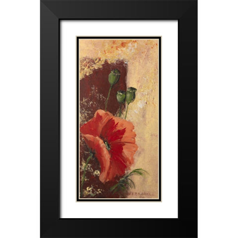 Redfloral III Black Modern Wood Framed Art Print with Double Matting by Schottler, Katharina